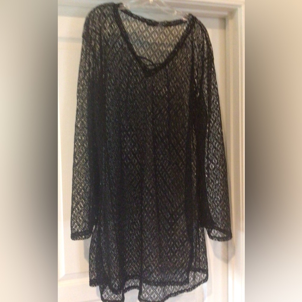 Adorable black mesh coverup